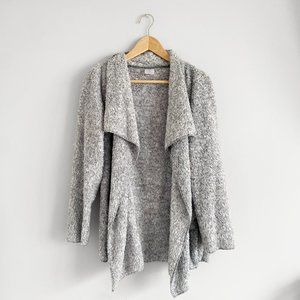 Cozy Fuzzy Warm Grey Cardigan with Pockets